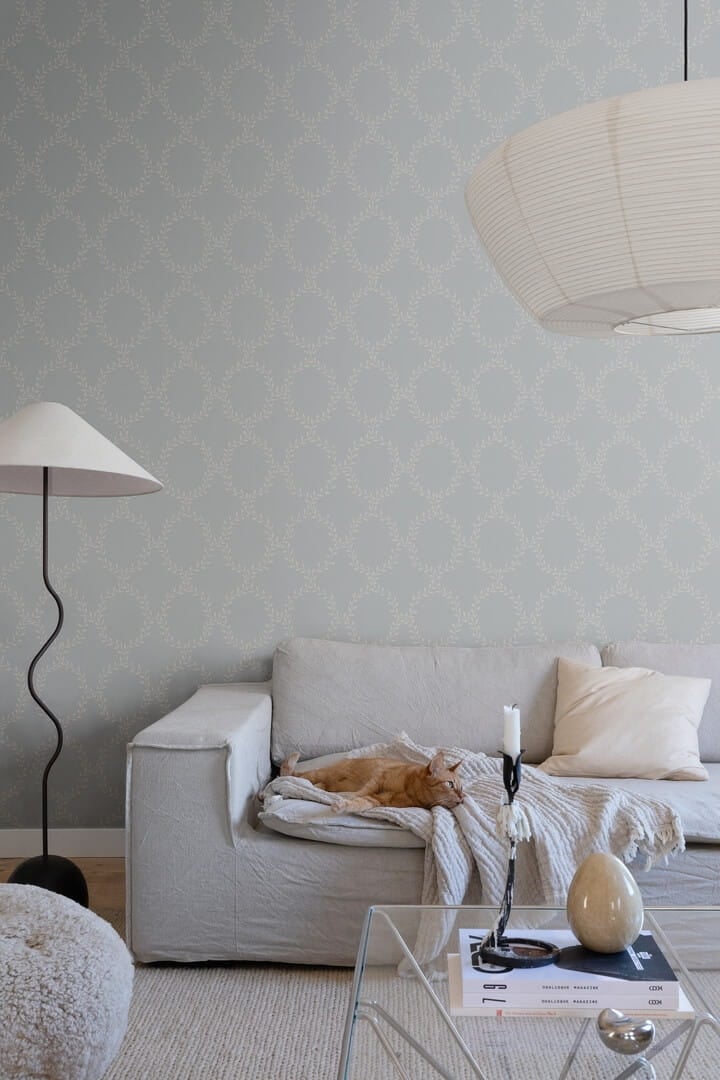 Tapeta roślinny treliaż Sandberg S10202 Wilma Misty Blue Villa Dalaro II