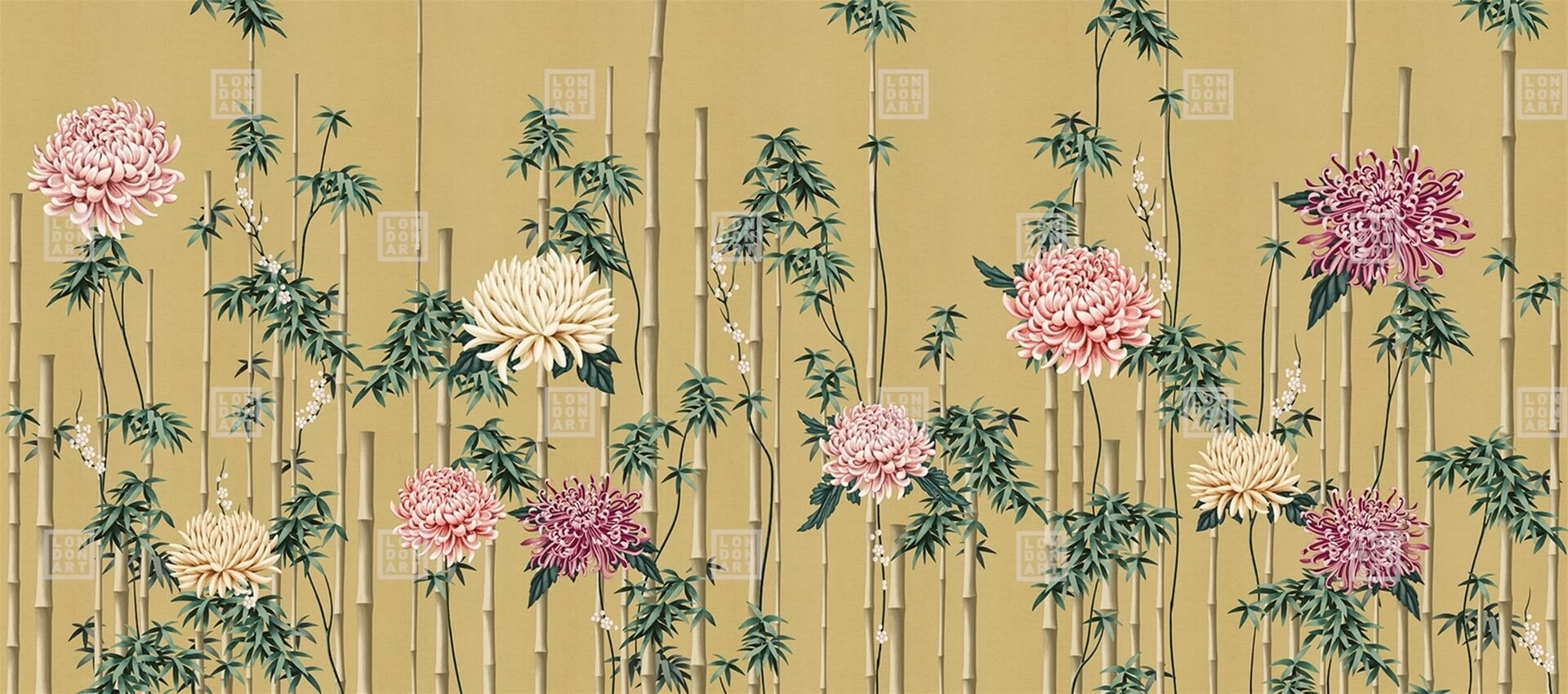 Fototapeta bambus i chryzantemy London Art Fuki KTN10 A Tale Books: Kimono