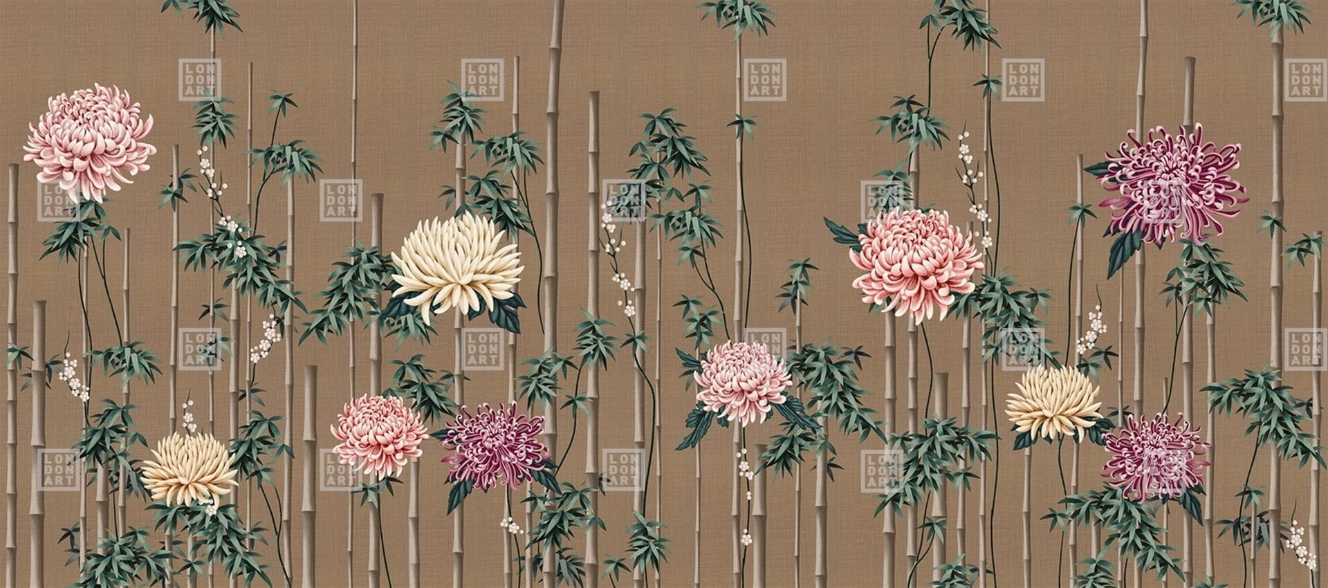 Fototapeta bambus i chryzantemy London Art Fuki KTN10 B Tale Books: Kimono