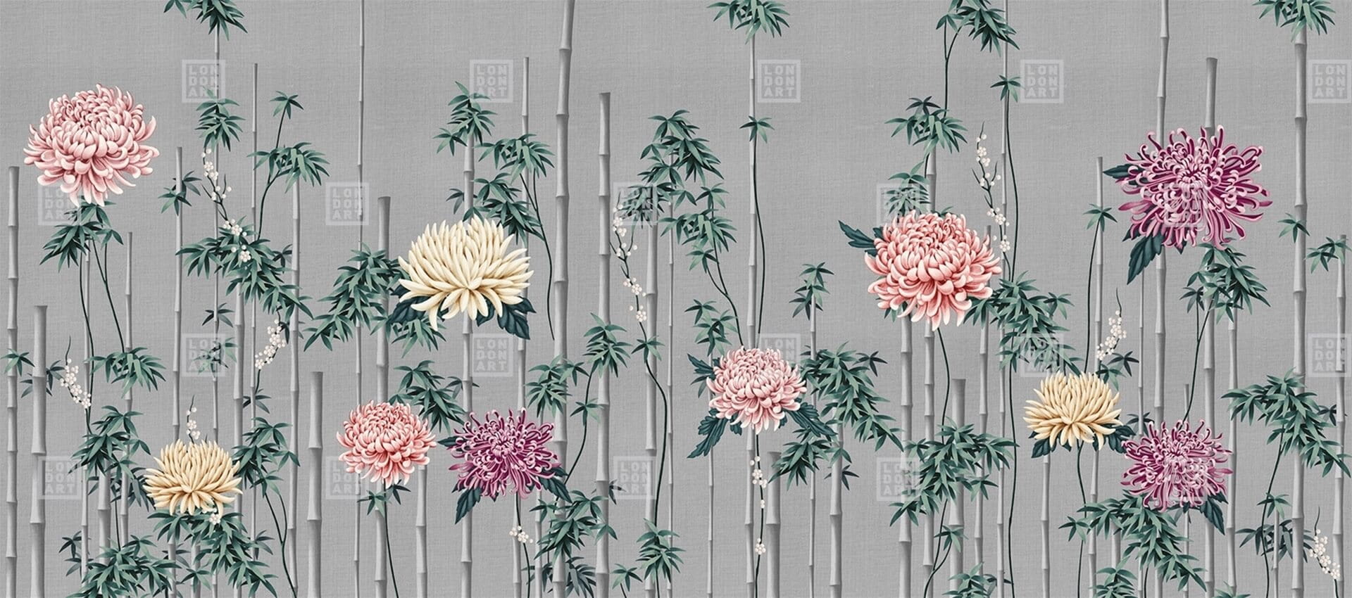 Fototapeta bambus i chryzantemy London Art Fuki KTN10 D Tale Books: Kimono