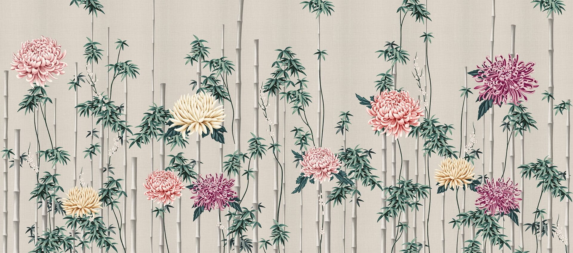 Fototapeta bambus i chryzantemy London Art Fuki KTN10 E Tale Books: Kimono