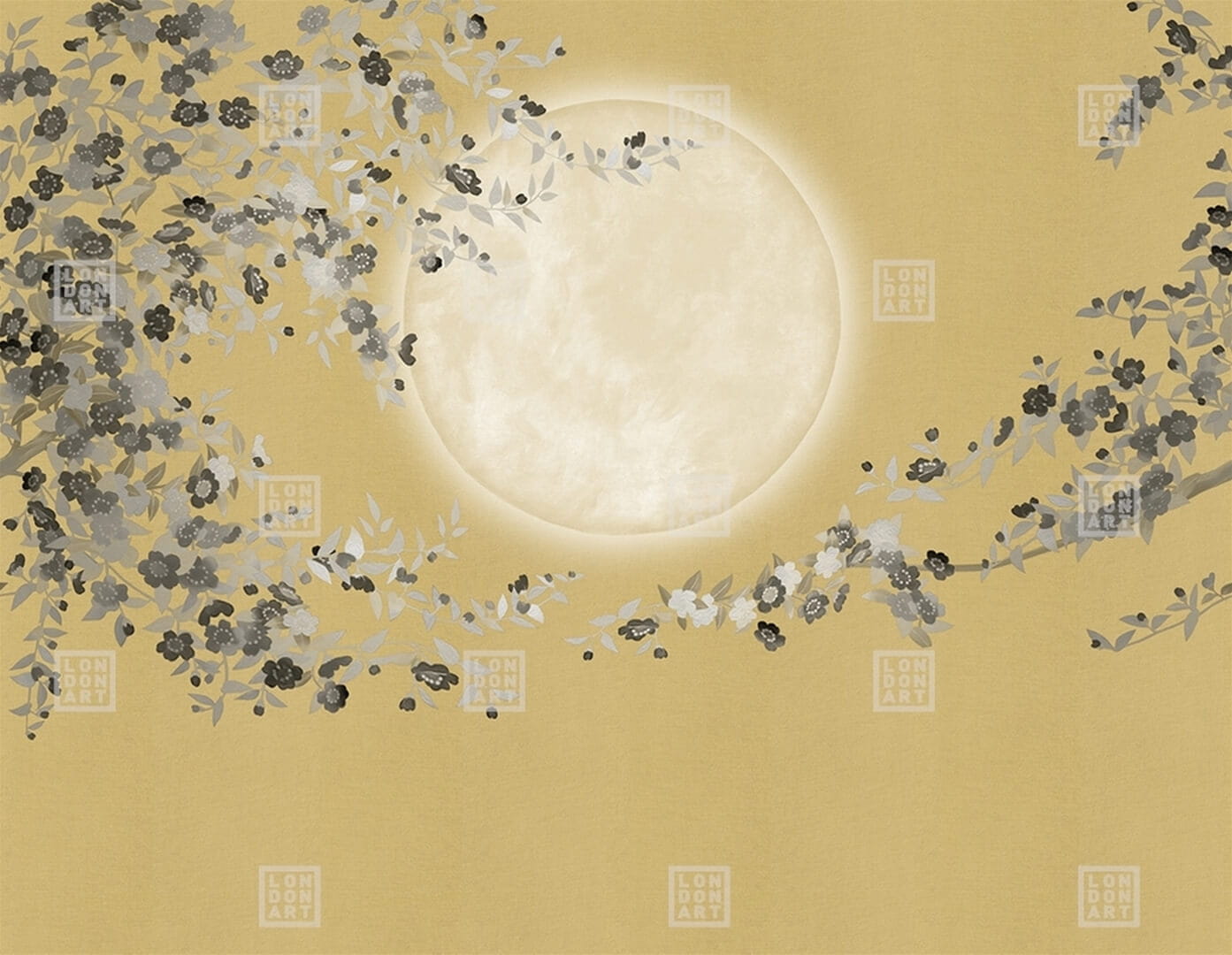 Fototapeta księżyc i kwiaty London Art Geta KMN15 A Tale Books: Kimono