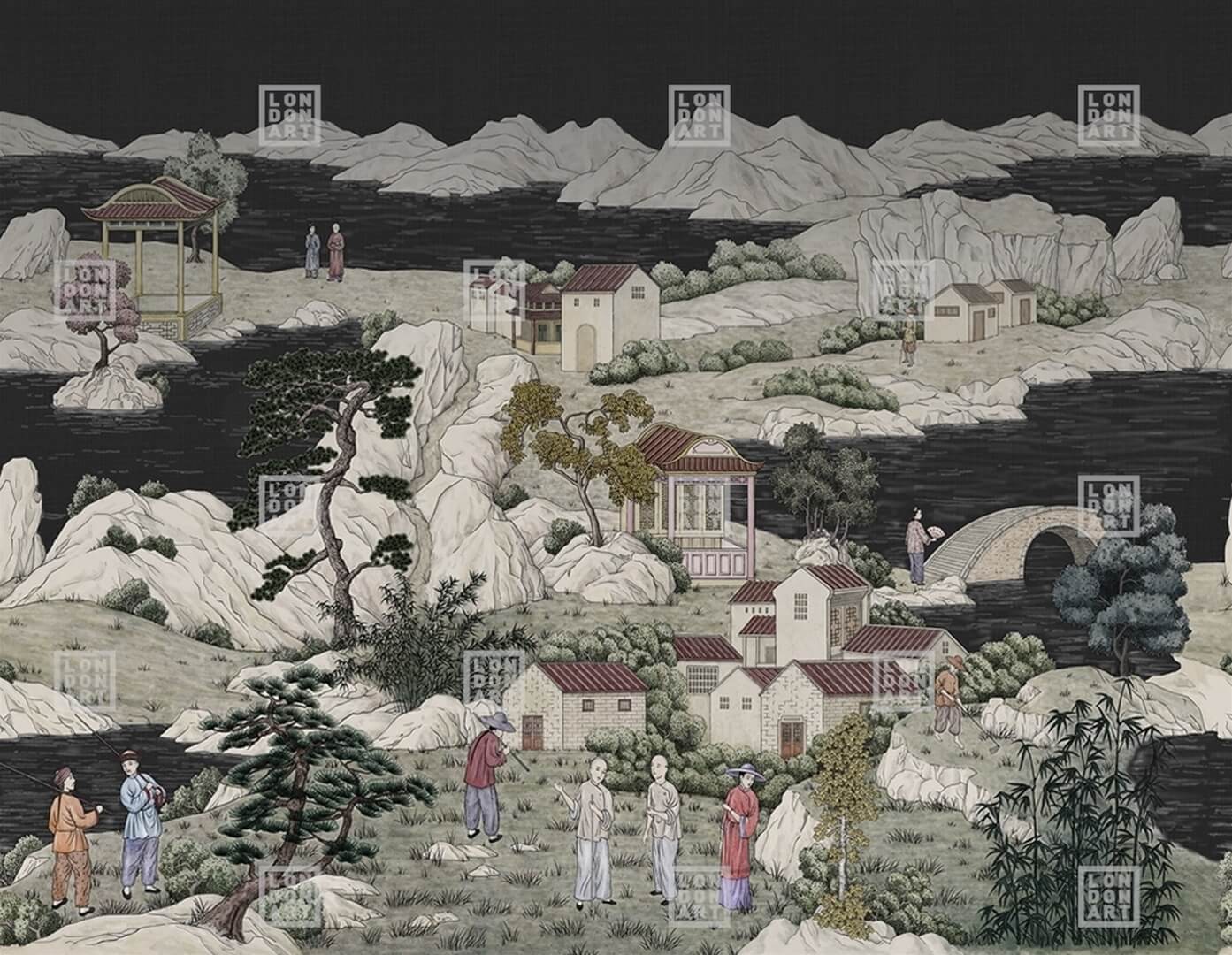 Fototapeta japońskie scenki rodzajowe London Art Okobo KMN17 C Tale Books: Kimono