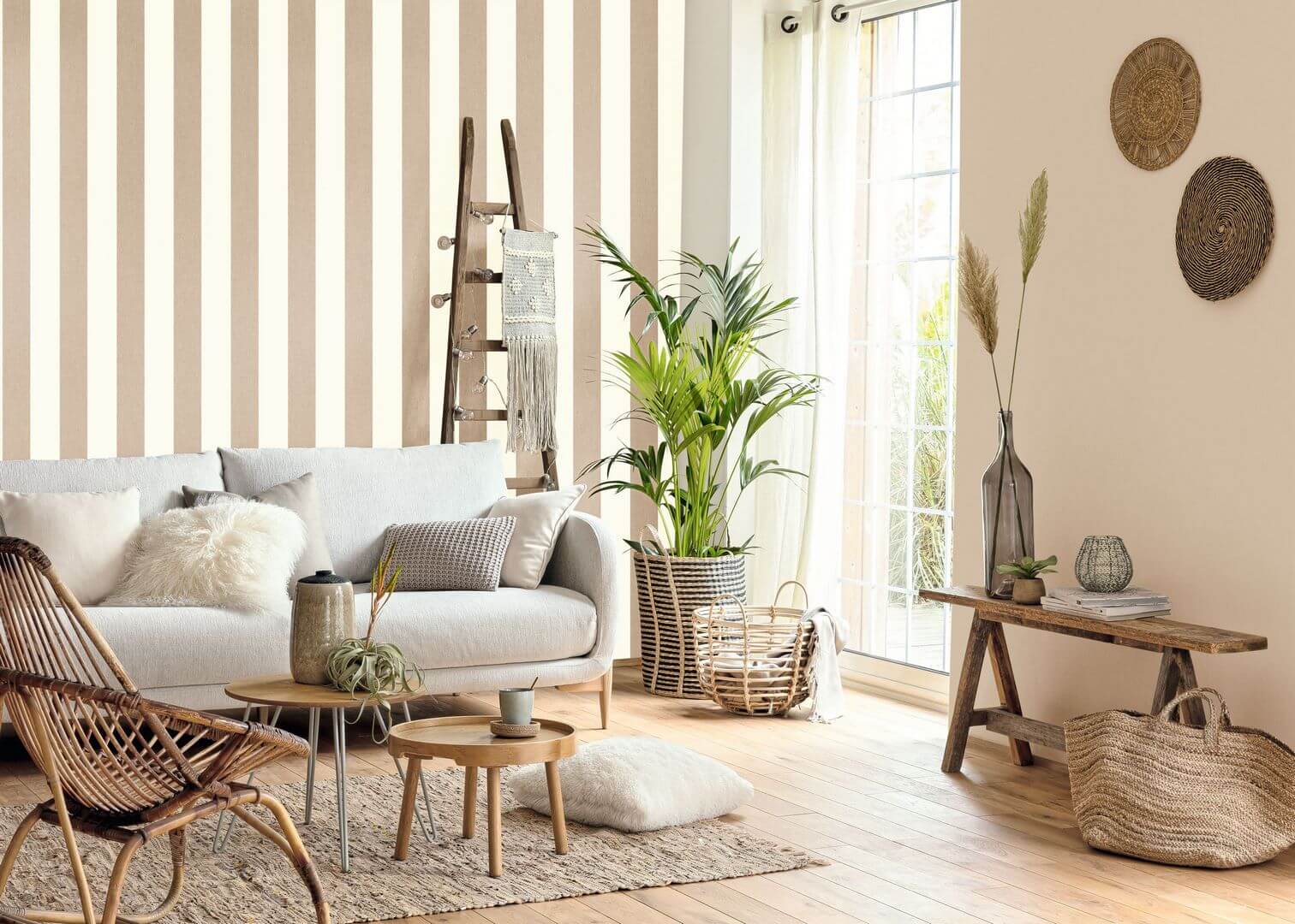 Tapeta paski winylowa Caselio BAI 104042235 Linen Lines Basics