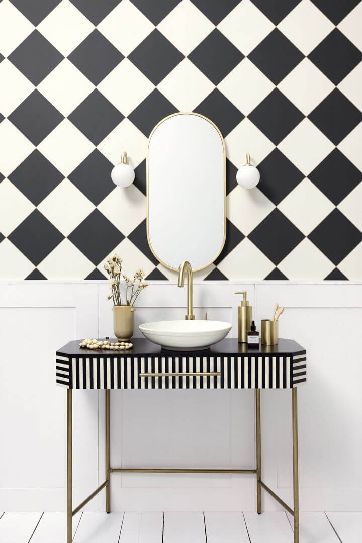 Tapeta romby biało-czarne Caselio MLGT 104250964 Checkmate Moonlight II