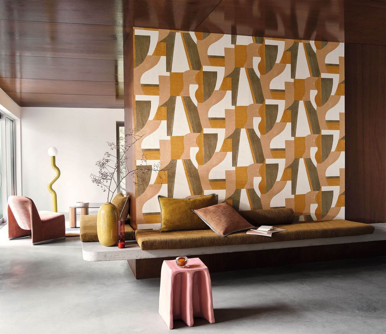 Tapeta geometryczna retro Casamance 76001222 Gino Mouvements