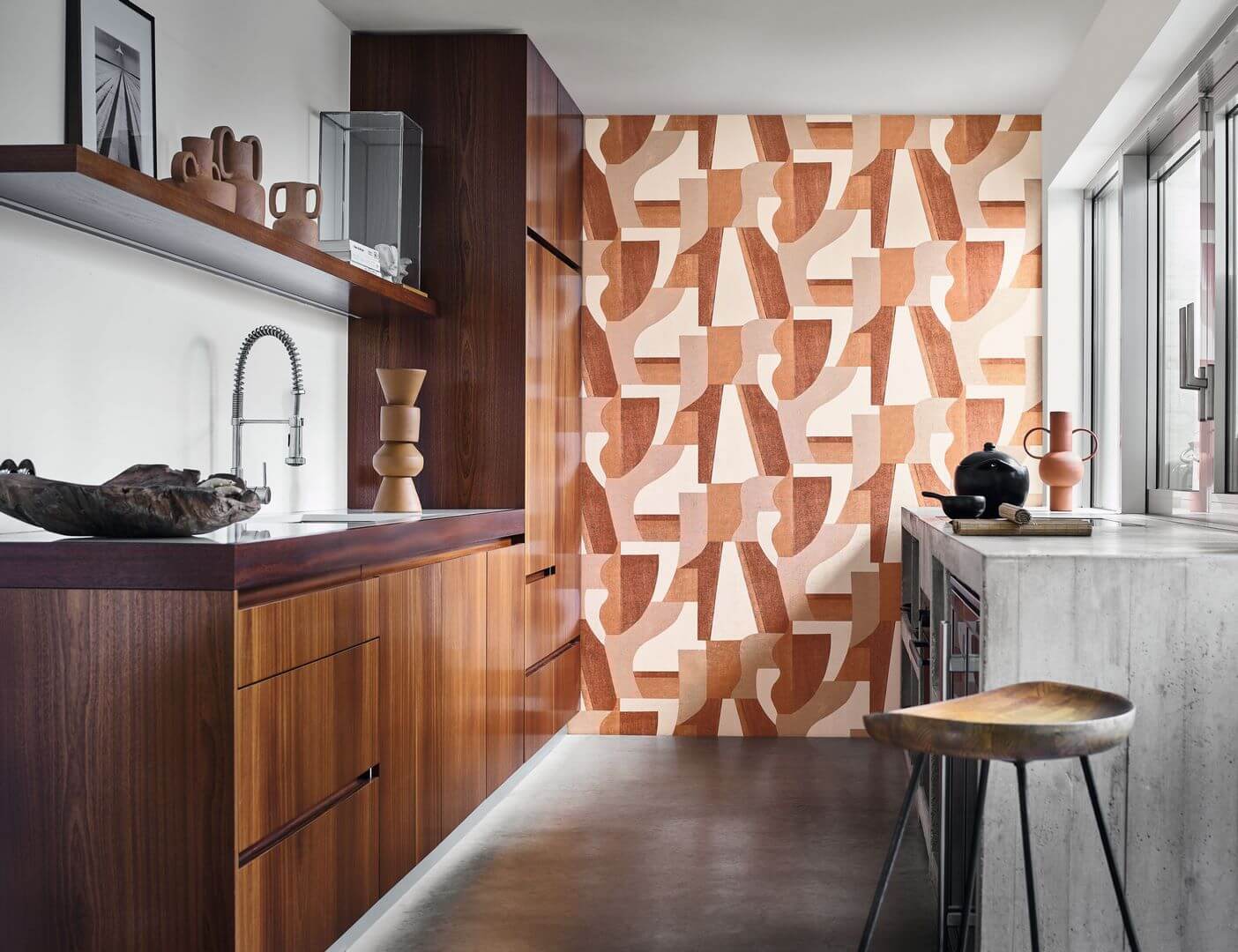 Tapeta geometryczna retro Casamance 76001222 Gino Mouvements