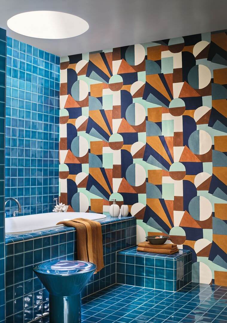 Tapeta geometryczna retro Casamance 76002140 Gino Mouvements