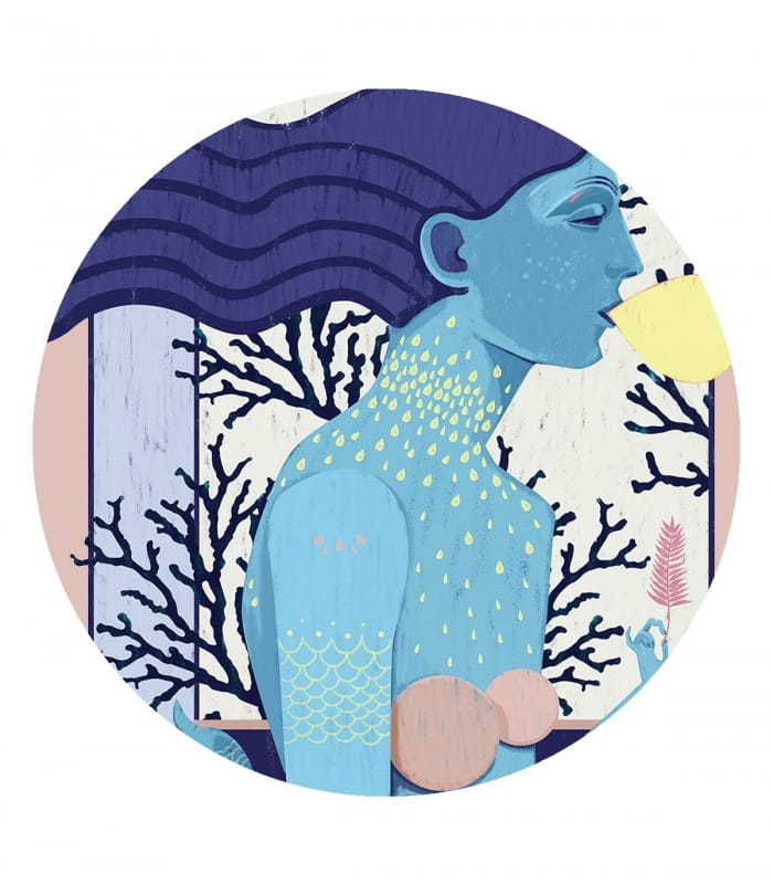 Mural okrągły syrena Dots Siren cool girl 8702 Wallcolors