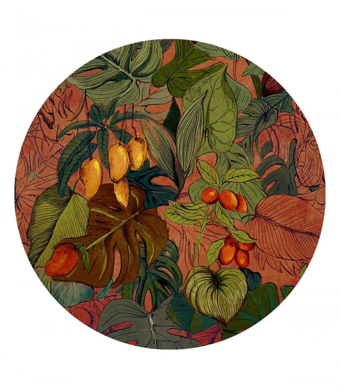 Mural okrągły liście i owoce kakaowca Dots Cocoa 8697 Wallcolors