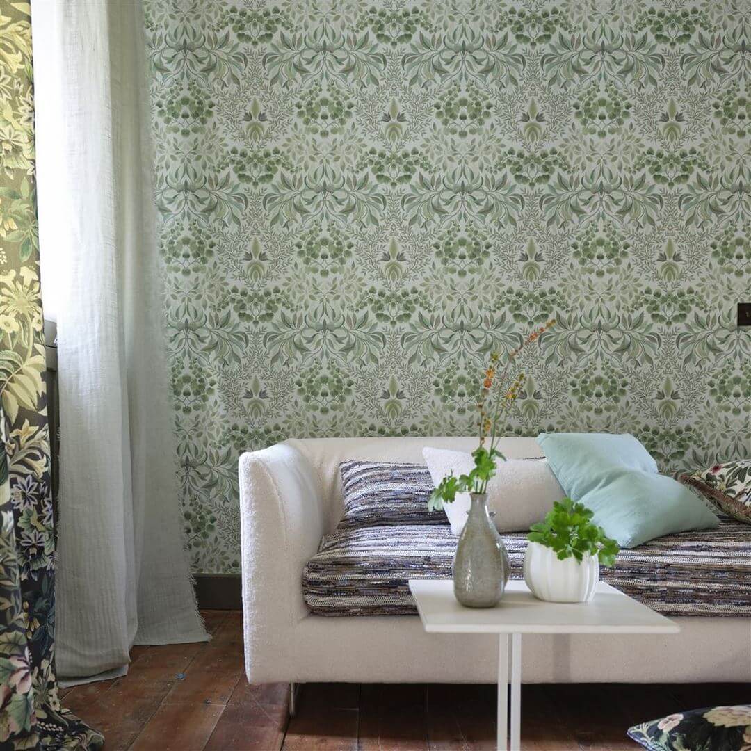 Tapeta roślinny adamaszek Designers Guild PDG1157/02 Karakusa Ikebana