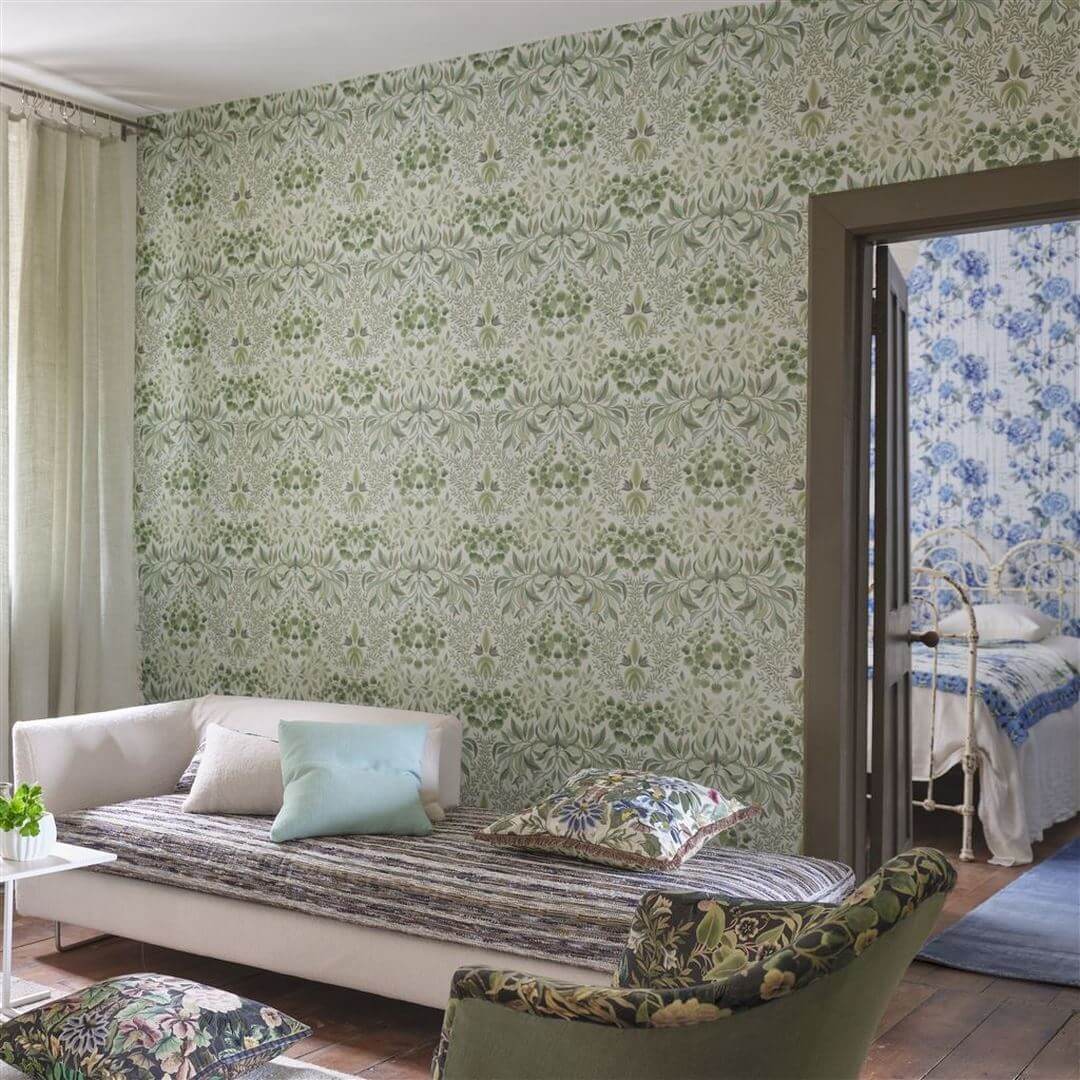 Tapeta roślinny adamaszek Designers Guild PDG1157/02 Karakusa Ikebana