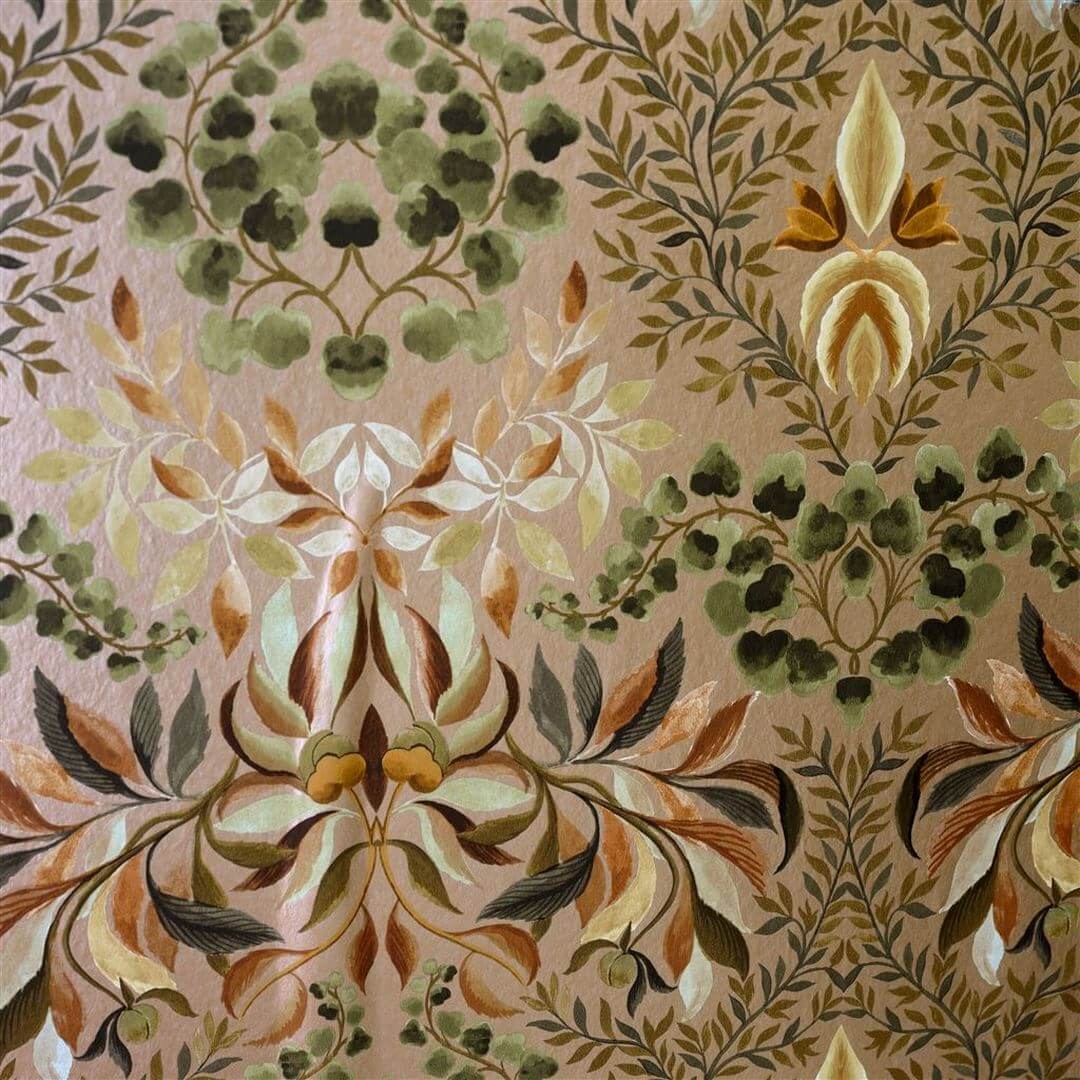 Tapeta roślinny adamaszek Designers Guild PDG1157/03 Karakusa Copper Ikebana