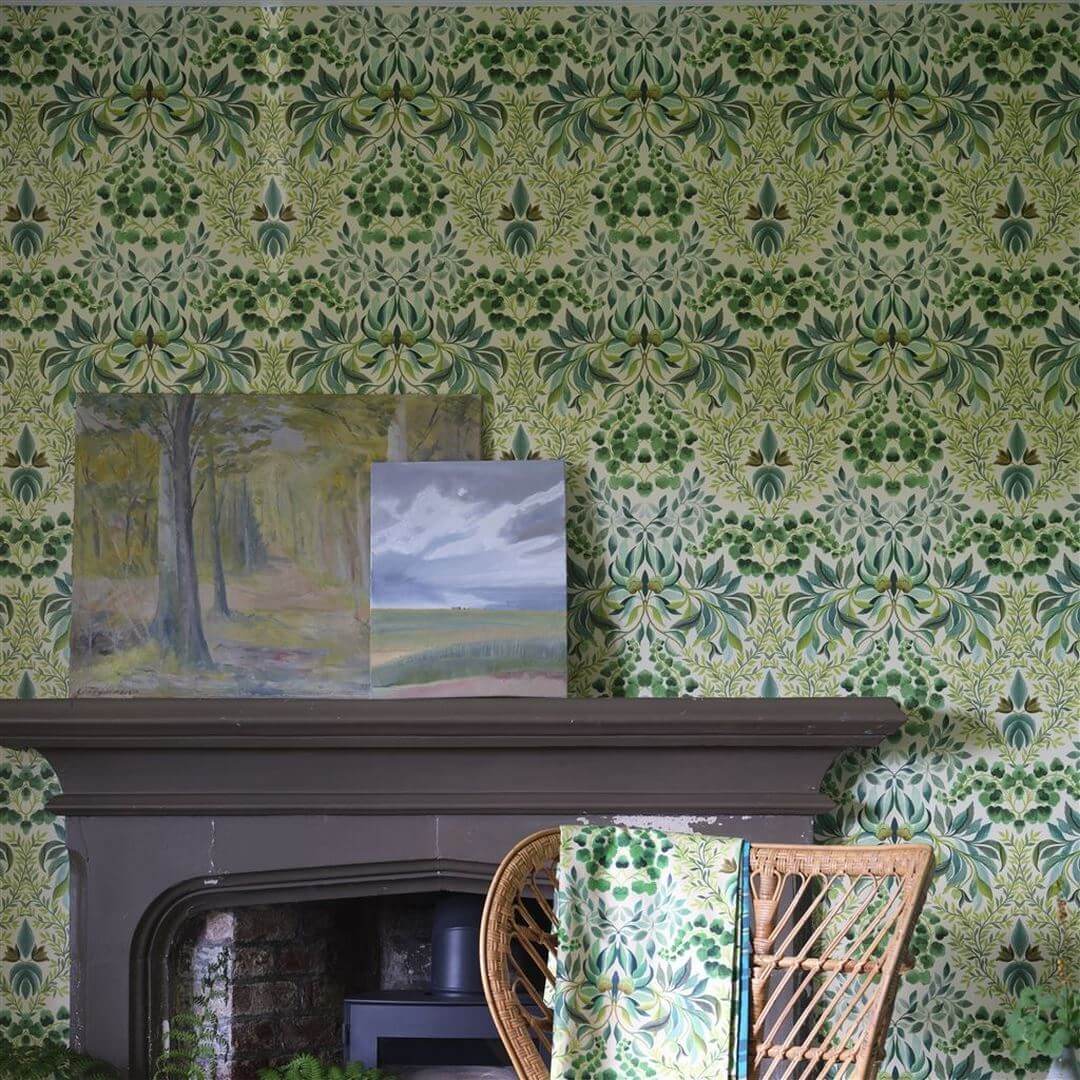 Tapeta roślinny adamaszek Designers Guild PDG1157/04 Karakusa Ikebana