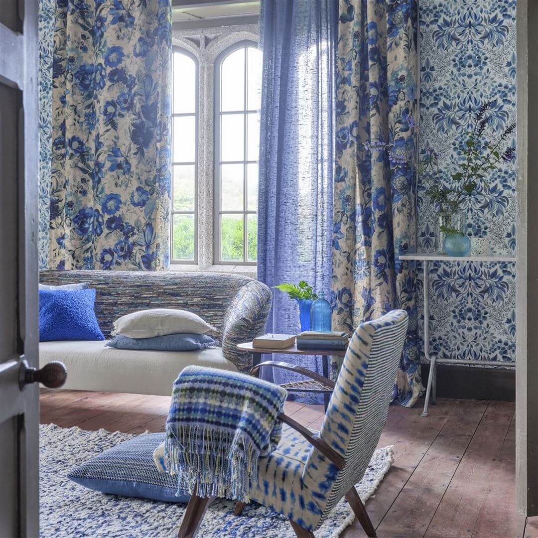 Tapeta roślinny adamaszek Designers Guild PDG1157/05 Karakusa Ikebana