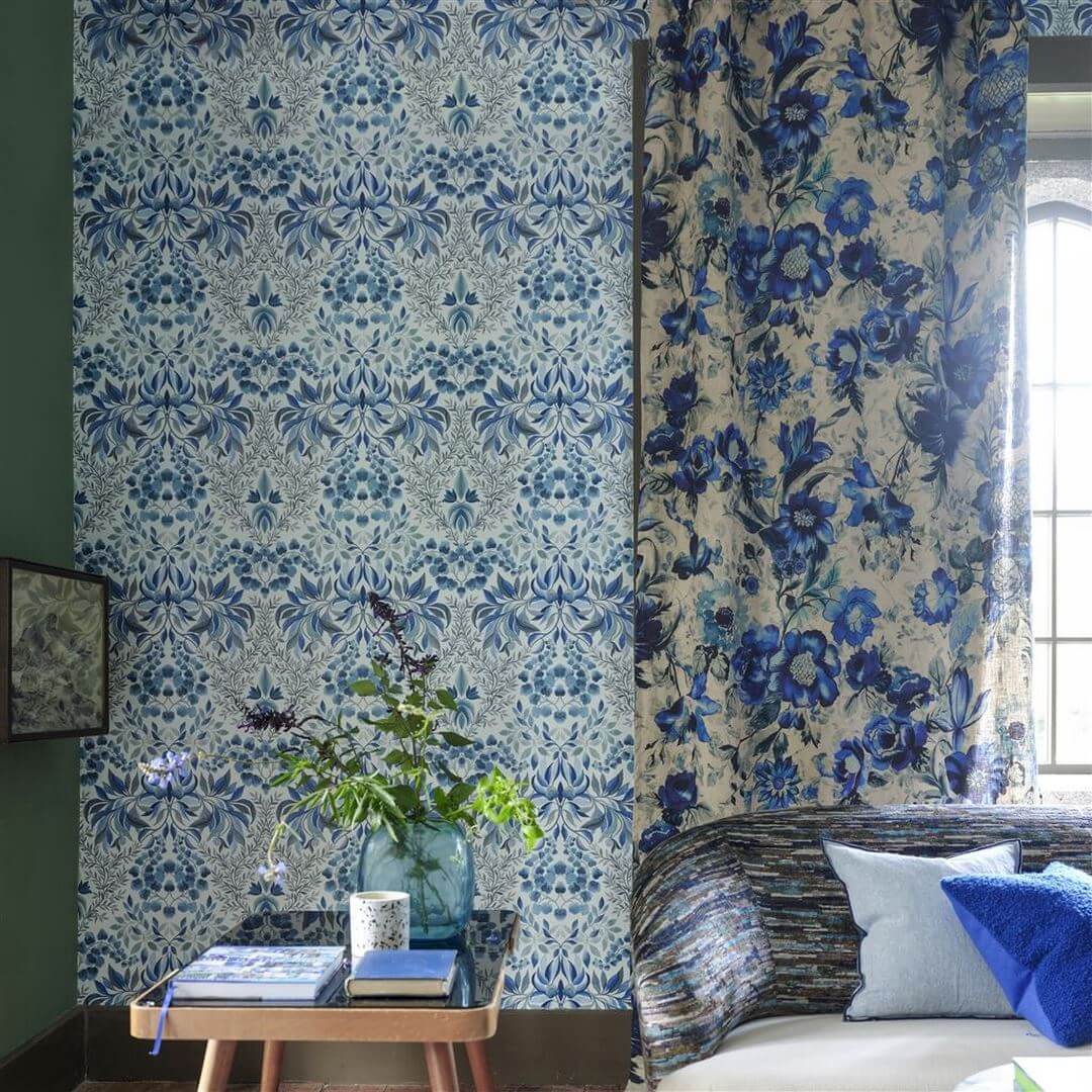 Tapeta roślinny adamaszek Designers Guild PDG1157/05 Karakusa Ikebana