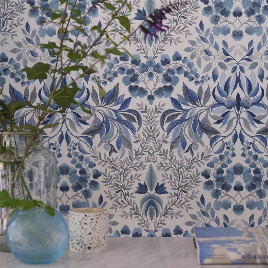 Tapeta roślinny adamaszek Designers Guild PDG1157/05 Karakusa Ikebana