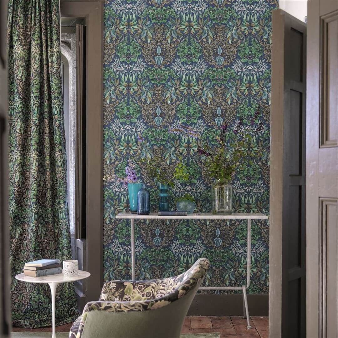 Tapeta roślinny adamaszek Designers Guild PDG1157/06 Karakusa Ikebana