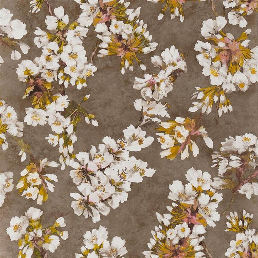 Tapeta kwiaty kwitnącej wiśni Designers Guild PDG1148/03 Fleur D'Assam Copper Porcelaine De Chine