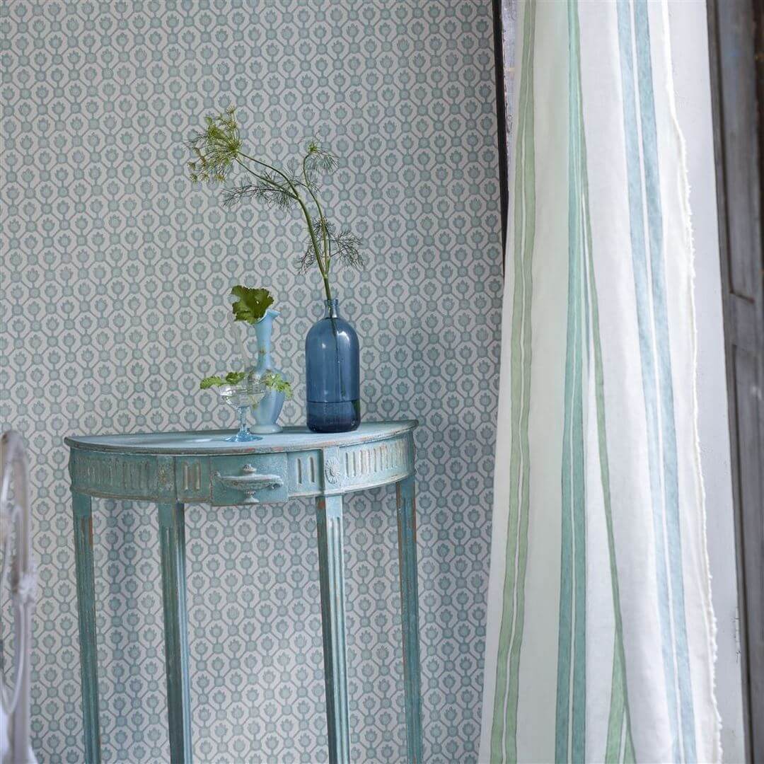 Tapeta geometryczna Designers Guild PDG1150/01 Jaal Porcelaine De Chine