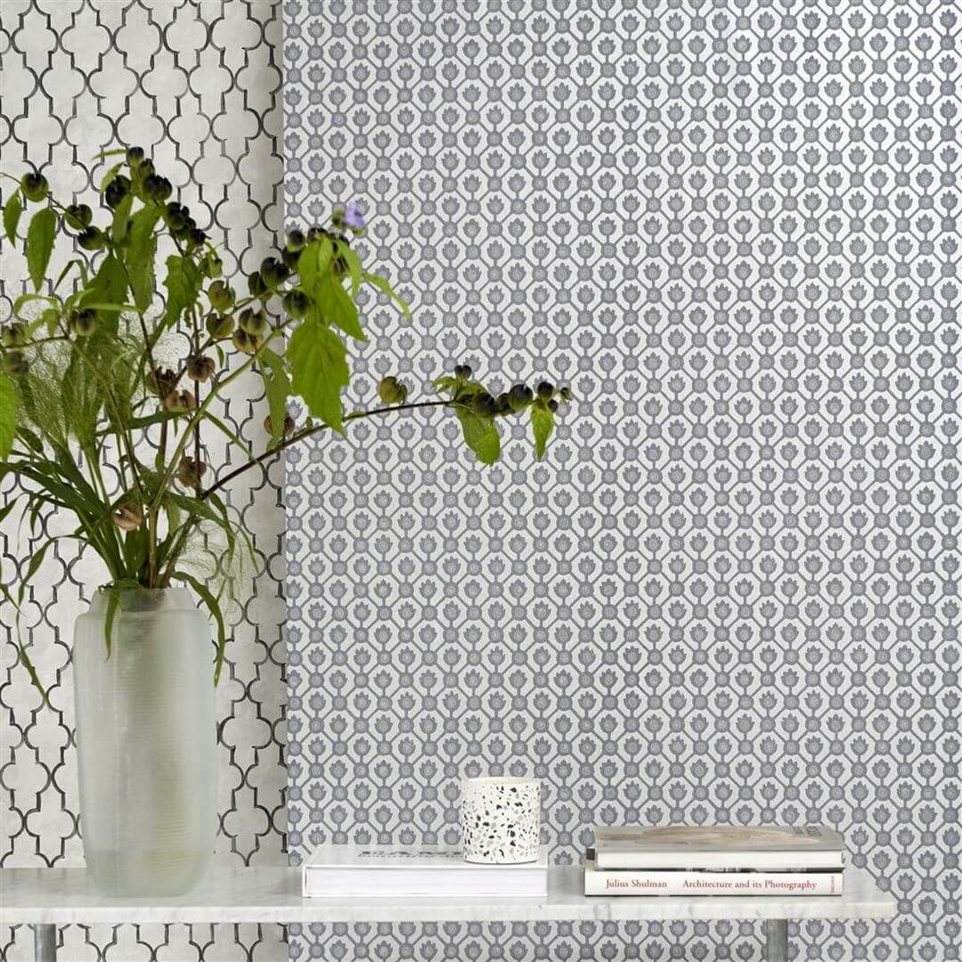 Tapeta geometryczna Designers Guild PDG1150/04 Jaal Porcelaine De Chine