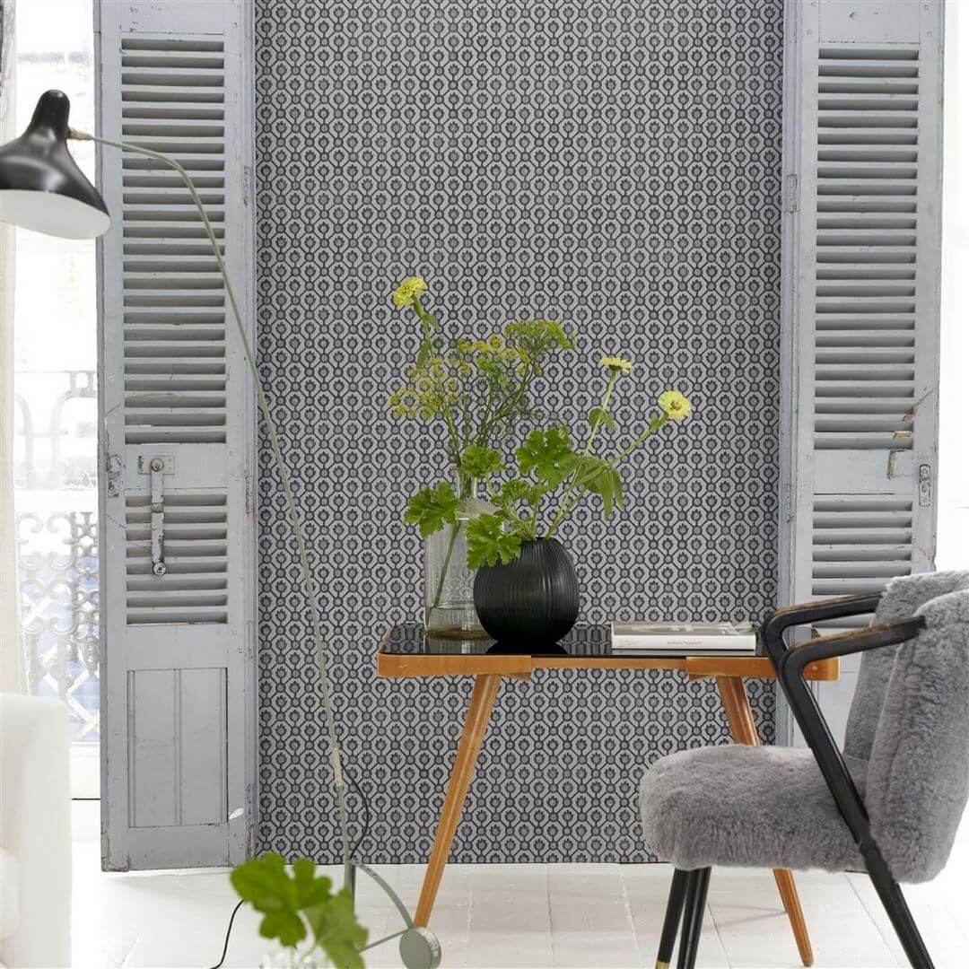 Tapeta geometryczna Designers Guild PDG1150/05 Jaal Porcelaine De Chine