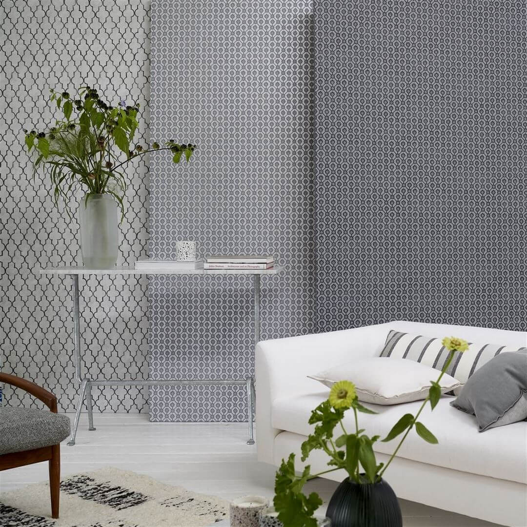 Tapeta geometryczna Designers Guild PDG1150/05 Jaal Porcelaine De Chine