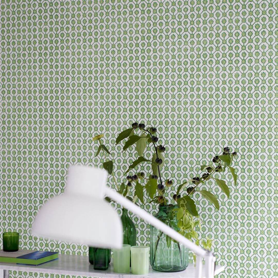 Tapeta geometryczna Designers Guild PDG1150/06 Jaal Porcelaine De Chine