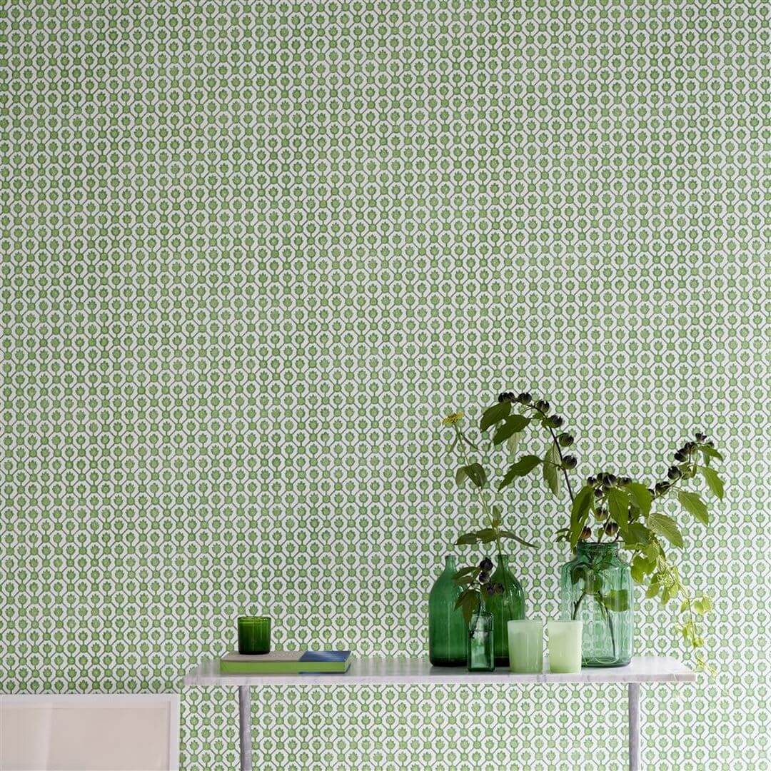 Tapeta geometryczna Designers Guild PDG1150/06 Jaal Porcelaine De Chine