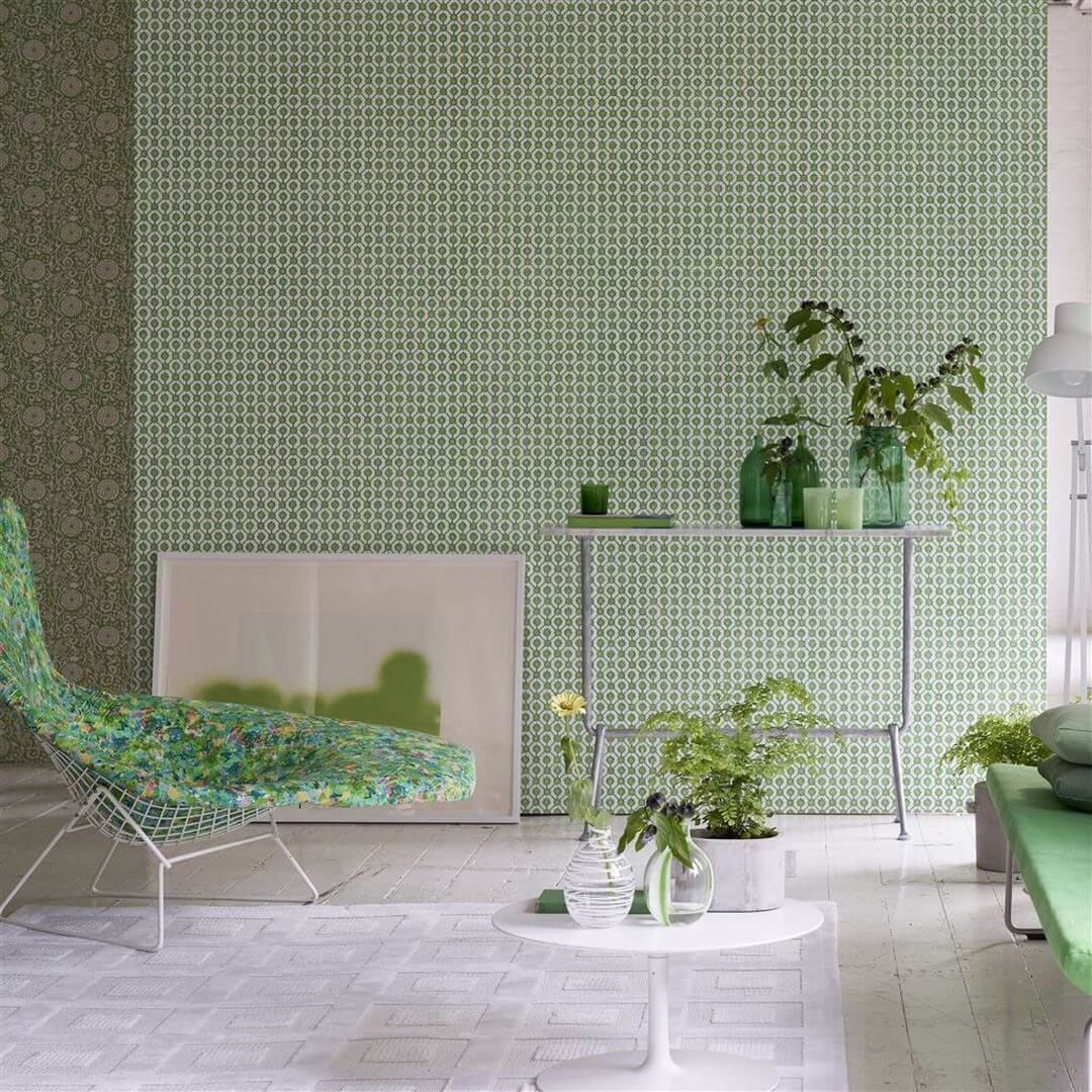Tapeta geometryczna Designers Guild PDG1150/06 Jaal Porcelaine De Chine