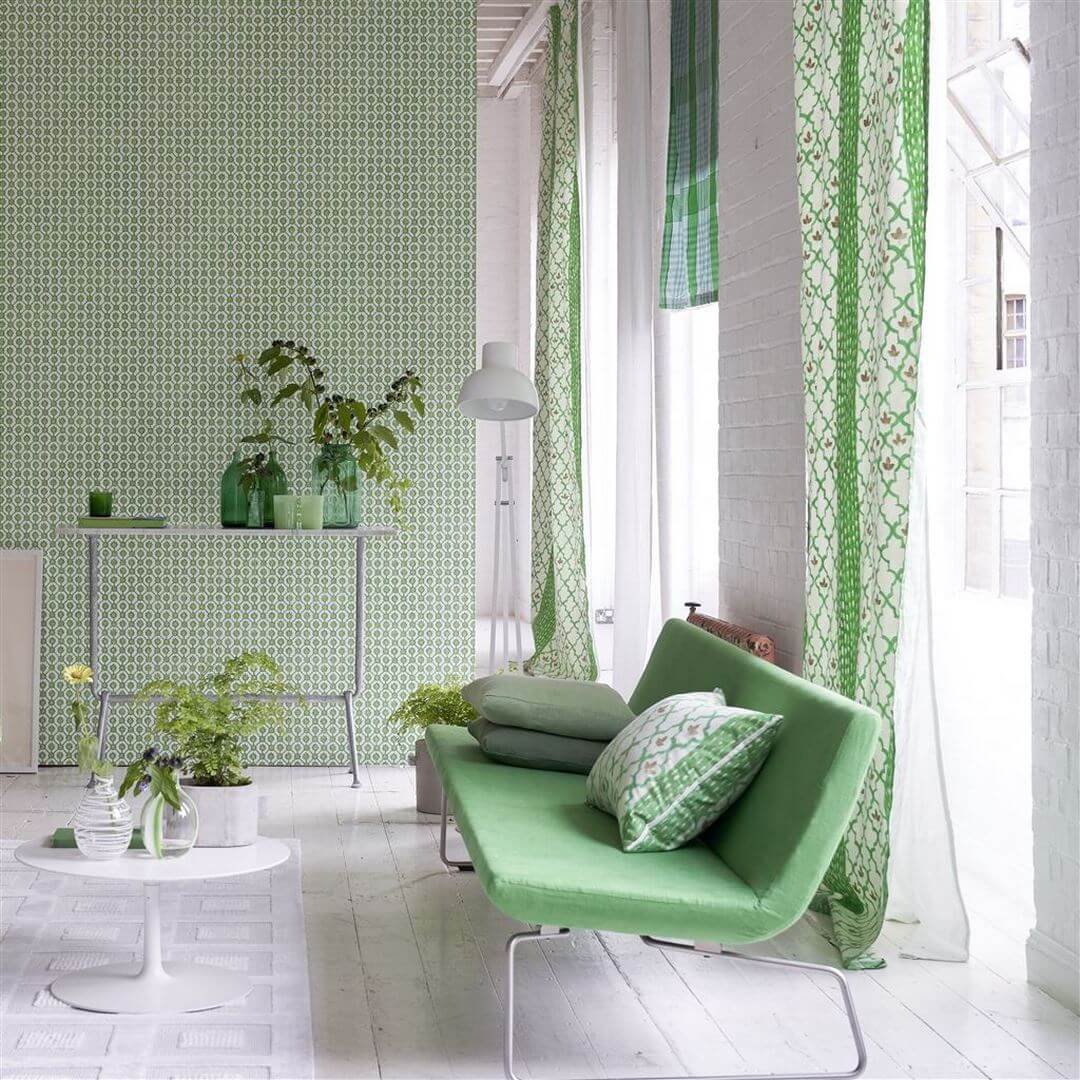 Tapeta geometryczna Designers Guild PDG1150/06 Jaal Porcelaine De Chine