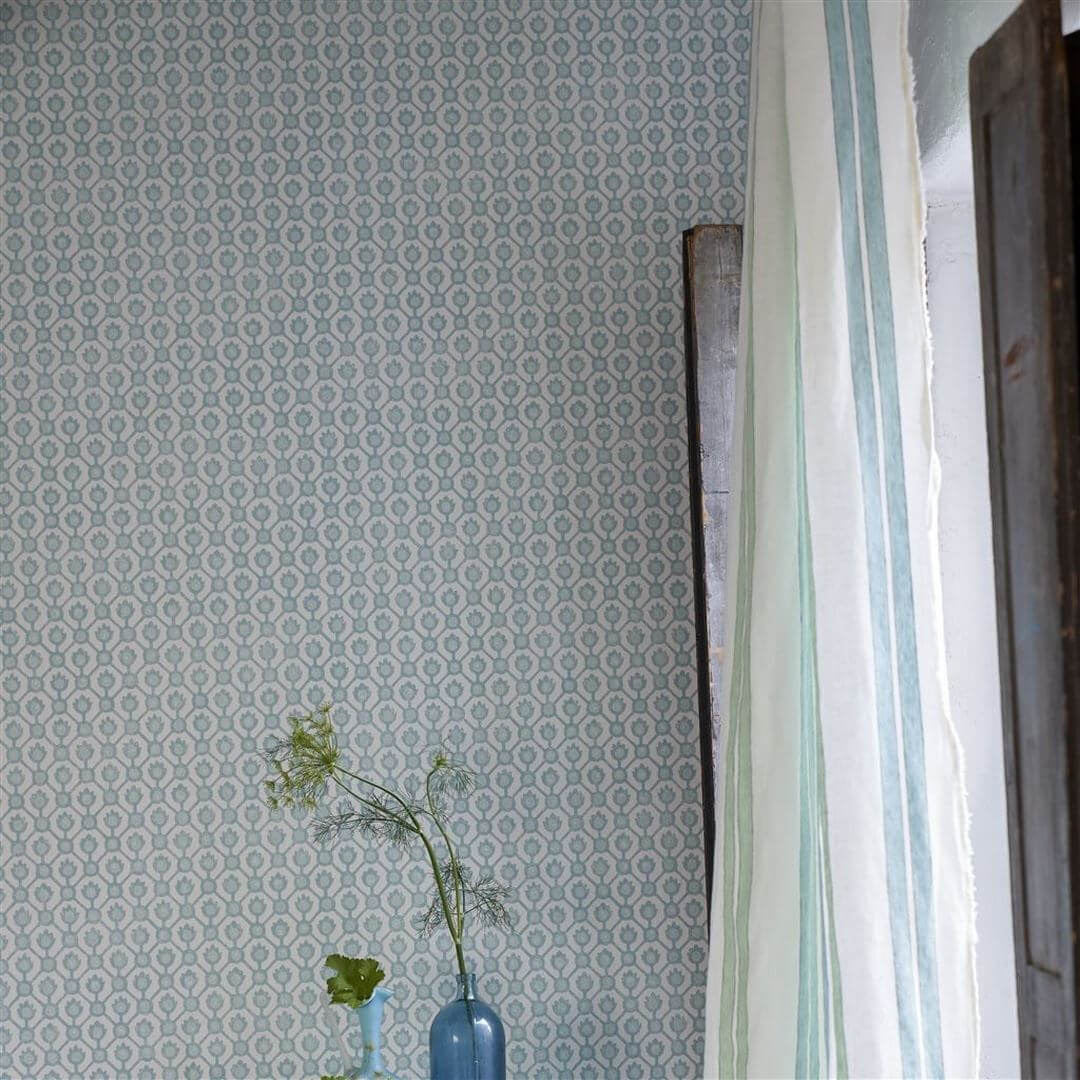 Tapeta geometryczna Designers Guild PDG1150/07 Jaal Porcelaine De Chine