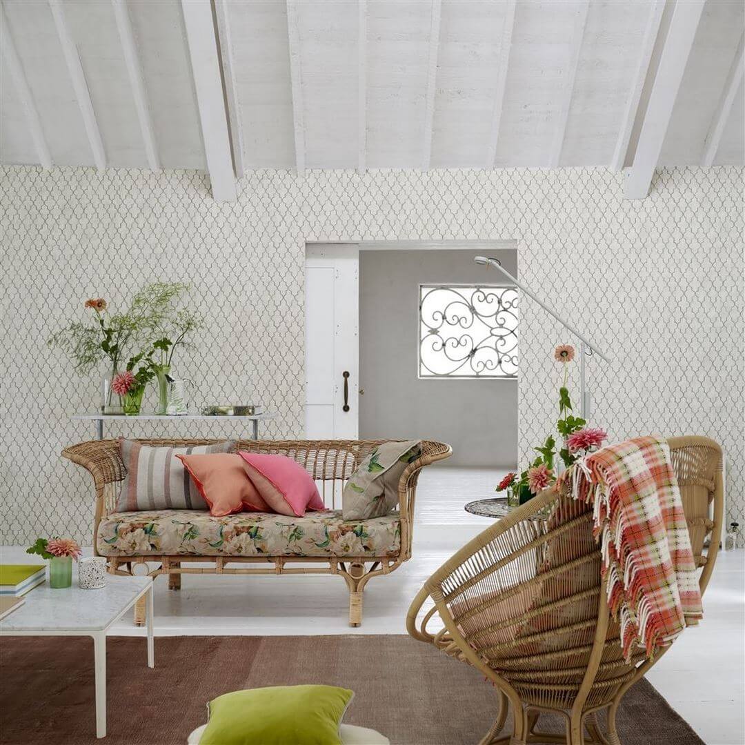 Tapeta jak koniczyna marokańska Designers Guild PDG1151/03 Pergola Trellis Porcelaine De Chine