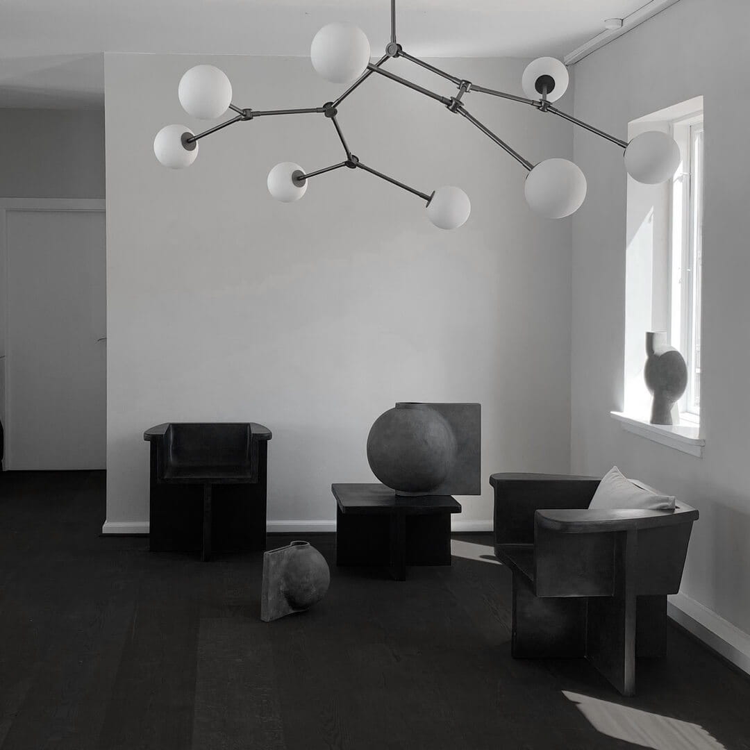 Nowoczesna lampa wisząca szklane kule 111093 Drop Chandelier Bulp Grey Lighting 101 Copenhagen