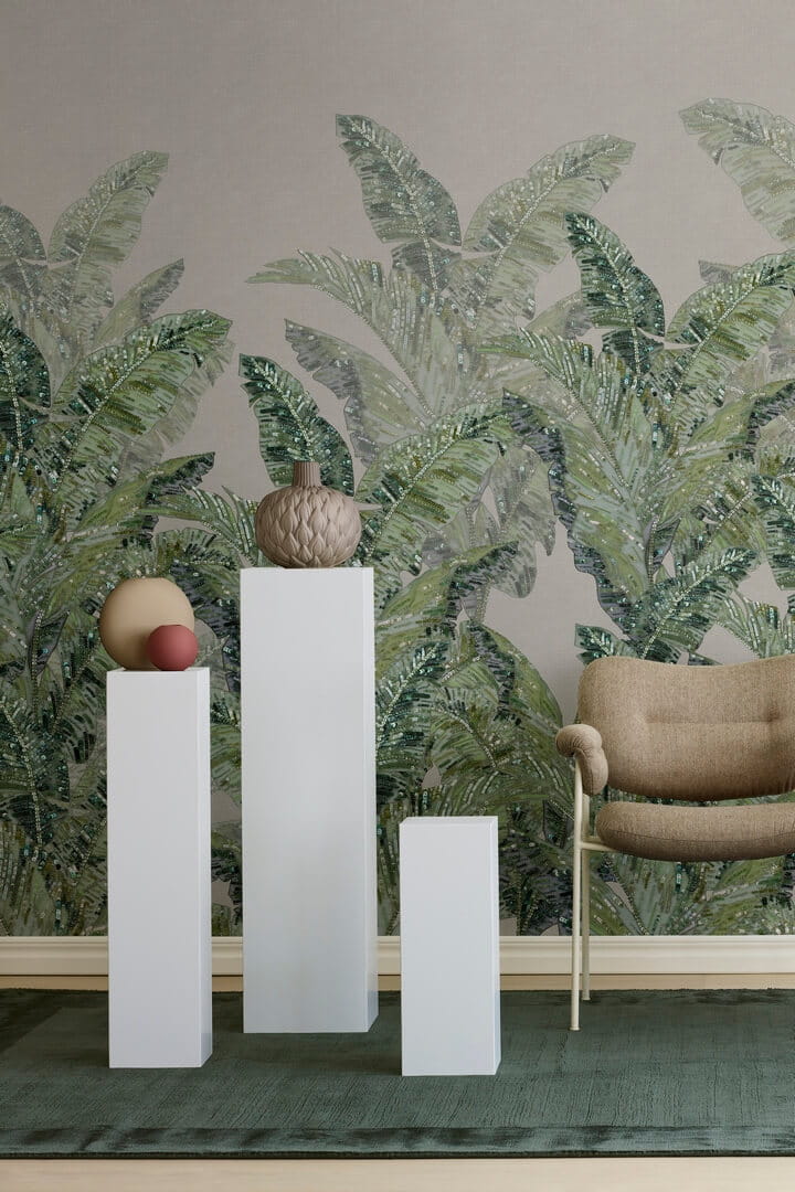 Fototapeta tropikalne liście Rebel Walls R19524 Jungle Pearl Beige Lars Wallin