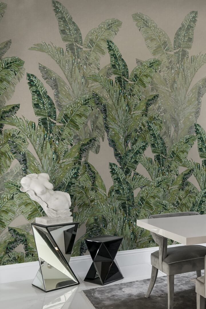 Fototapeta tropikalne liście Rebel Walls R19524 Jungle Pearl Beige Lars Wallin