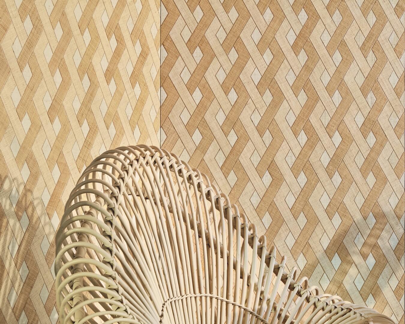 Tapeta naturalna przeplatana kratownica Elitis RM1019 02 Entrelazados Merida