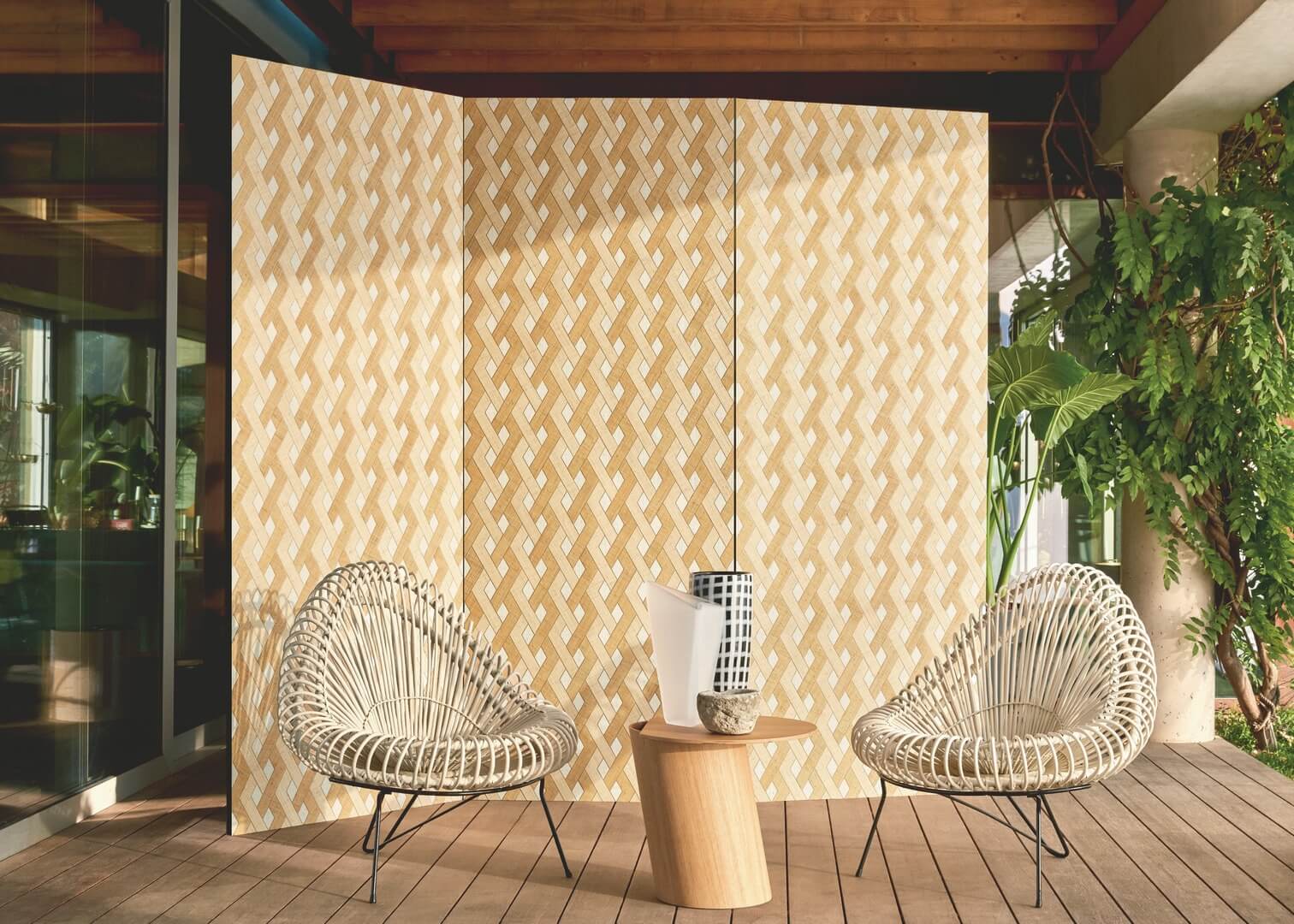 Tapeta naturalna przeplatana kratownica Elitis RM1019 04 Entrelazados Merida