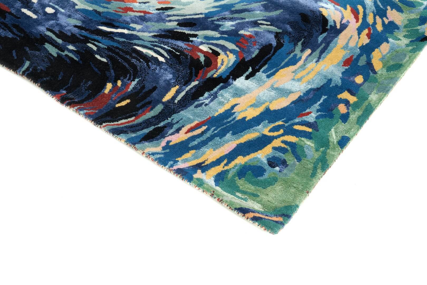 Dywan nowoczesny abstrakcyjny Flores Blue Handmade Collection Carpet Decor Fargotex