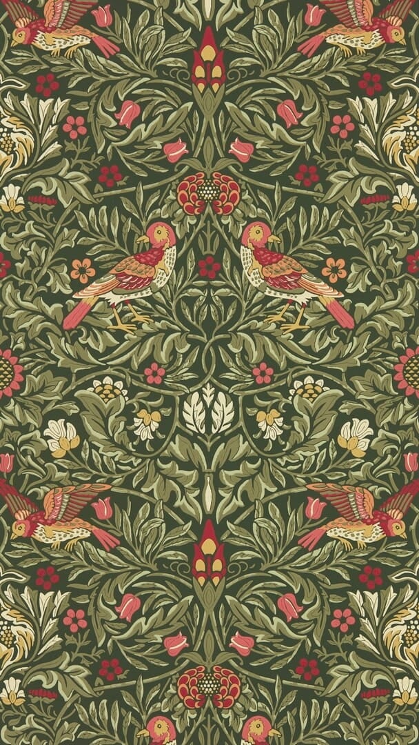 Tapeta roślinna z ptakami Morris & Co. 217194 Bird Emery Walker's House