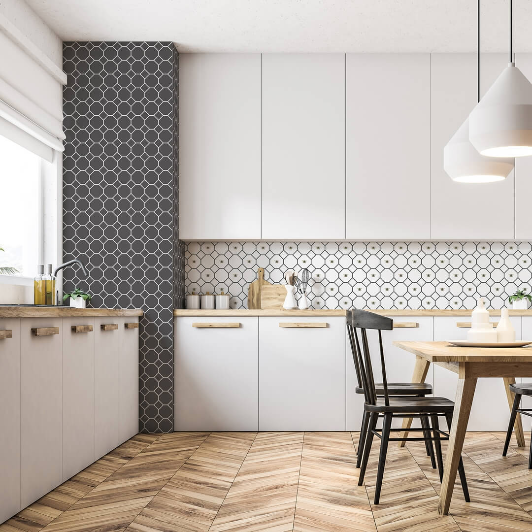 Tapeta kuchenna w heksagony i trzmiele Galerie G45406 Just Kitchens