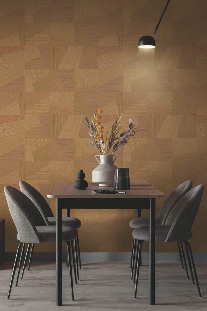 Tapeta geometryczna Jwall 50525 Patchwork Tahiti Straw - szer. 100 cm