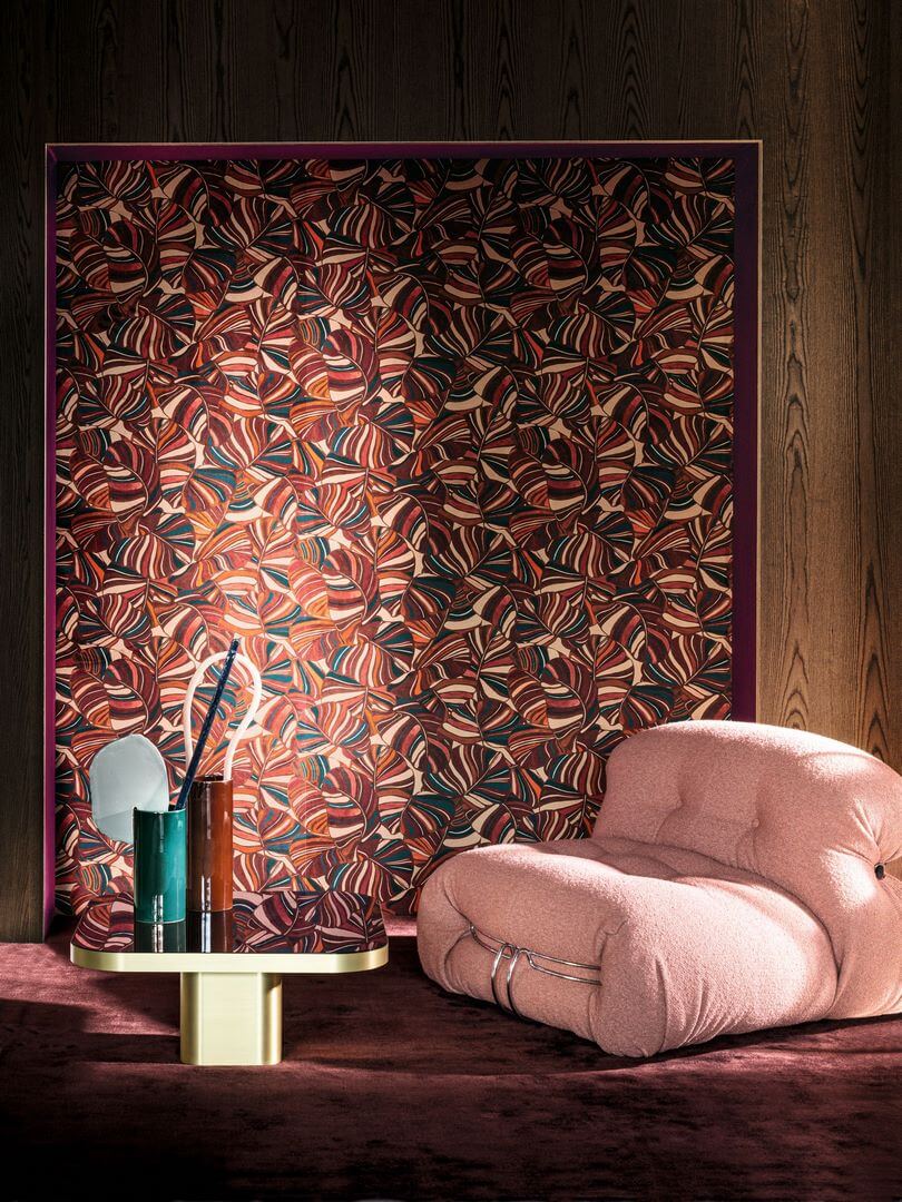 Tapeta tekstylna welurowa w liście Casamance 71010102 Pachira Mellow