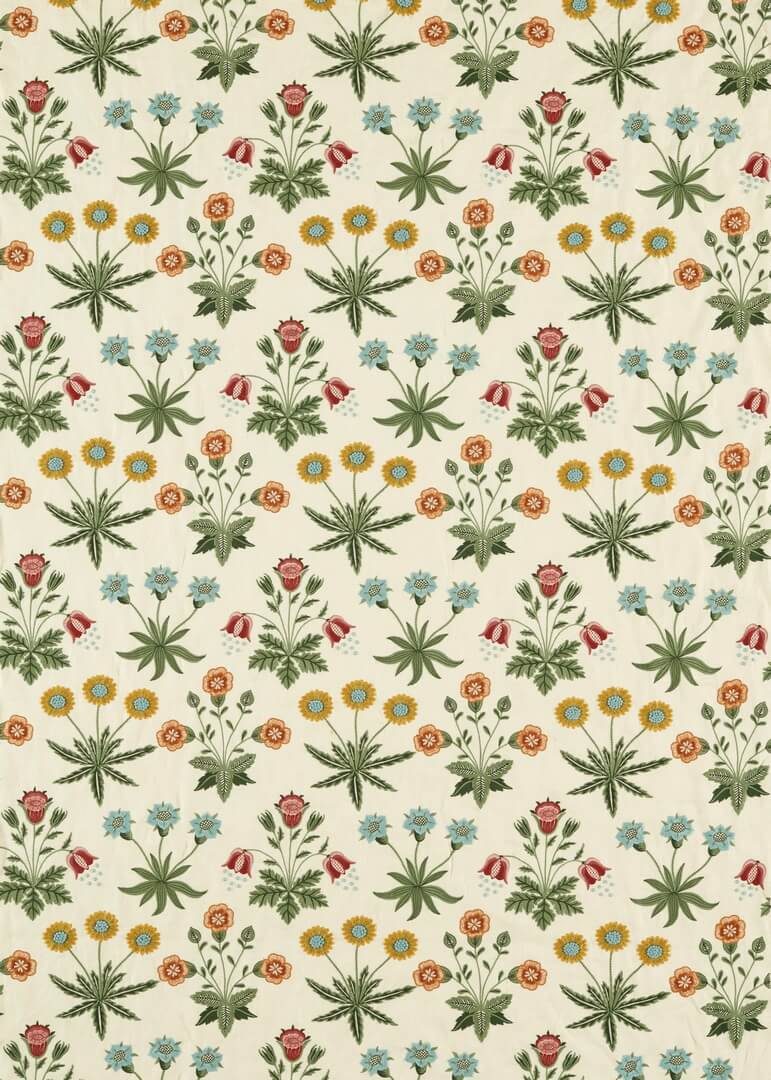 Tkanina haftowane stokrotki Morris & Co. 237310 Daisy Embroidery Emery Walker's England