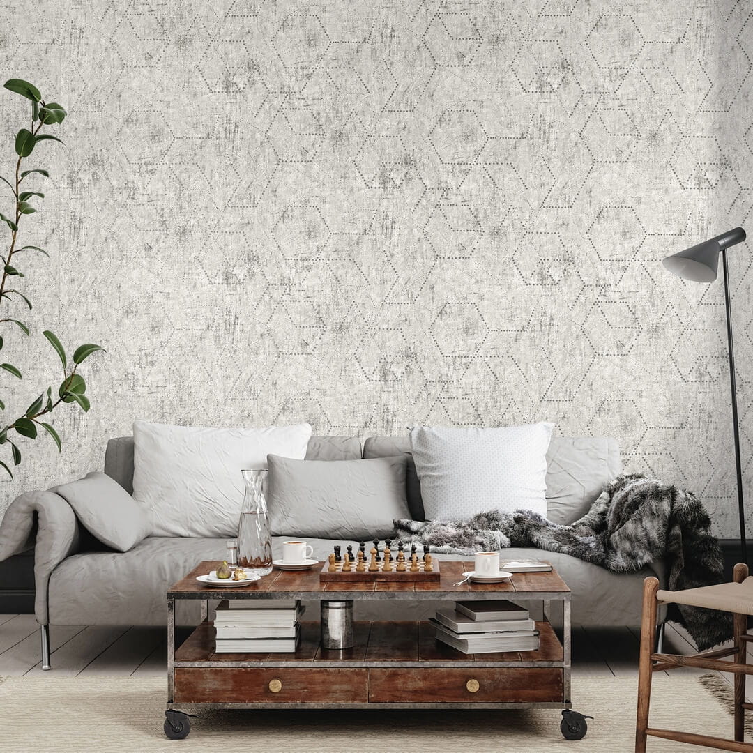 Tapeta imitująca tynk geometryczna kwarc Hohenberger 81315 Luna Divino