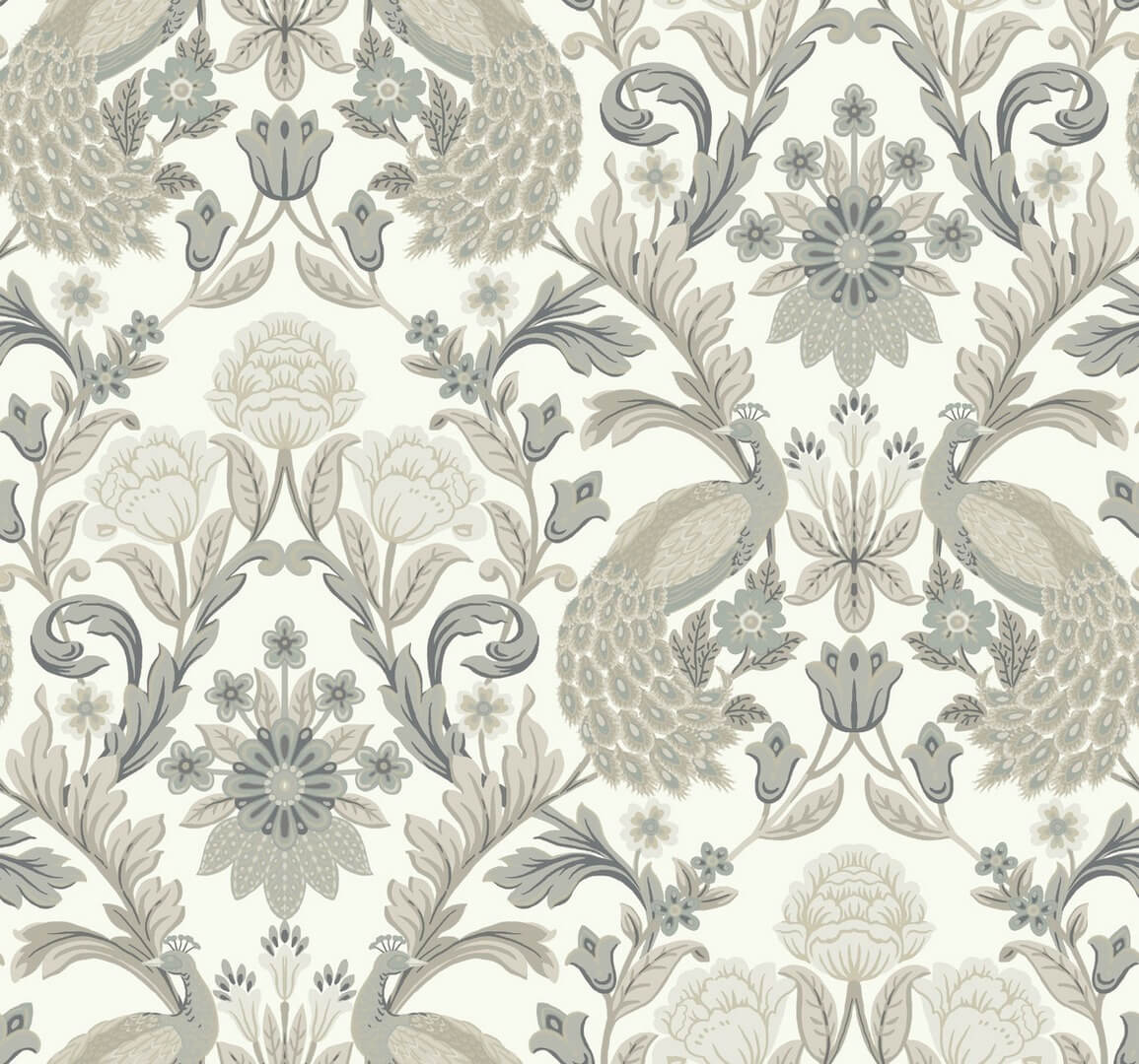 Tapeta pawie i kwiaty York Wallcoverings AC9102 Plume Dynasty Art & Crafts