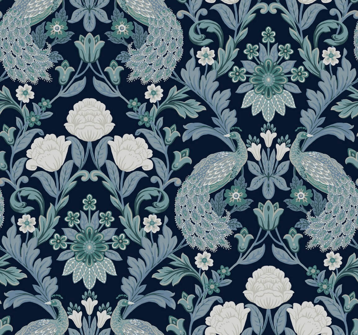 Tapeta pawie i kwiaty York Wallcoverings AC9103 Plume Dynasty Art & Crafts