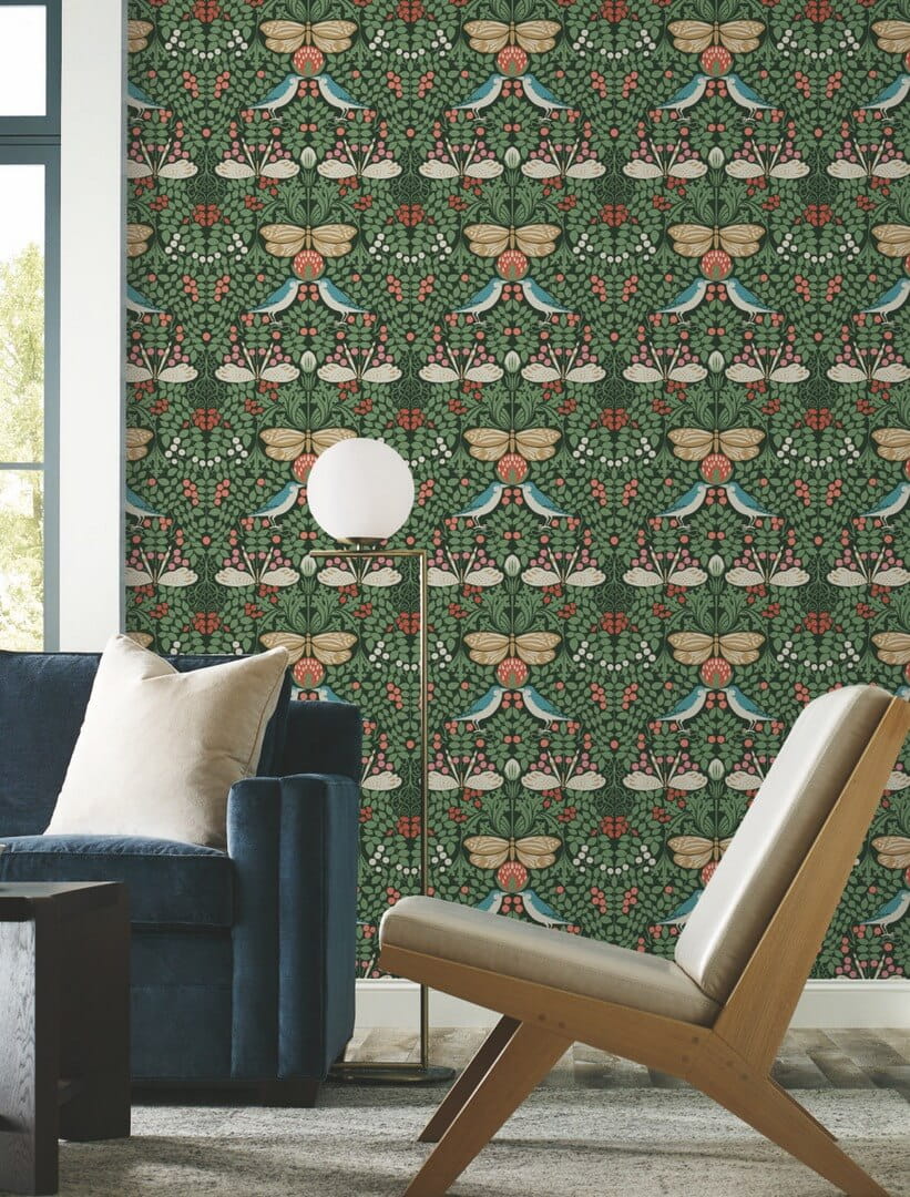 Tapeta botaniczny ogród York Wallcoverings AC9161 Butterfly Garden Art & Crafts