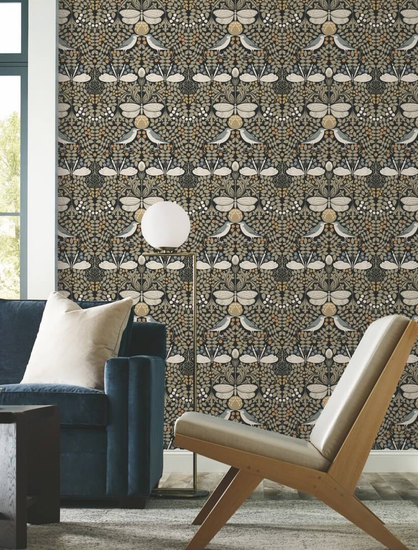 Tapeta botaniczny ogród York Wallcoverings AC9162 Butterfly Garden Art & Crafts