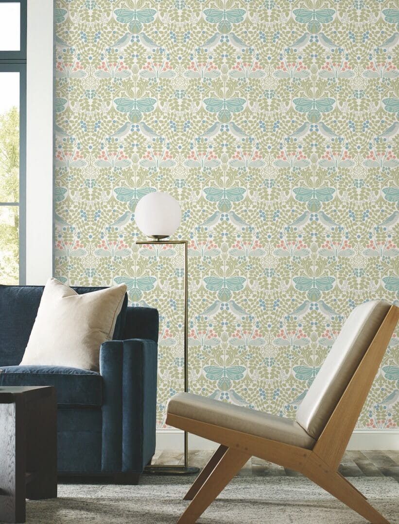 Tapeta botaniczny ogród York Wallcoverings AC9164 Butterfly Garden Art & Crafts